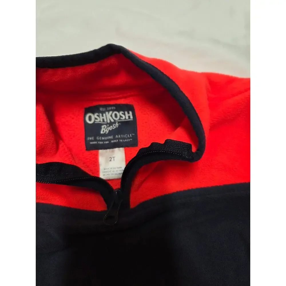 OshKosh B'gosh Red and Navy Colorblock Half-Zip Pullover 2t